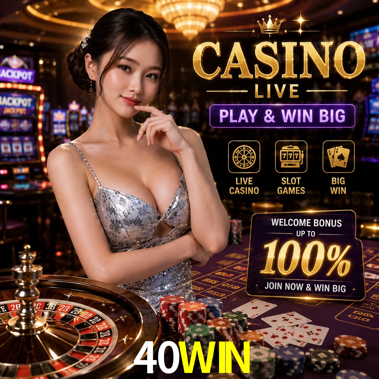Aplicativo móvel 40WIN para iOS e Android